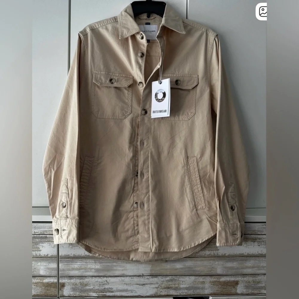🤍🌾 Denim & Flower Ricky Singh Utility Jacket NWT Button Front Overshirt 🤍🌾